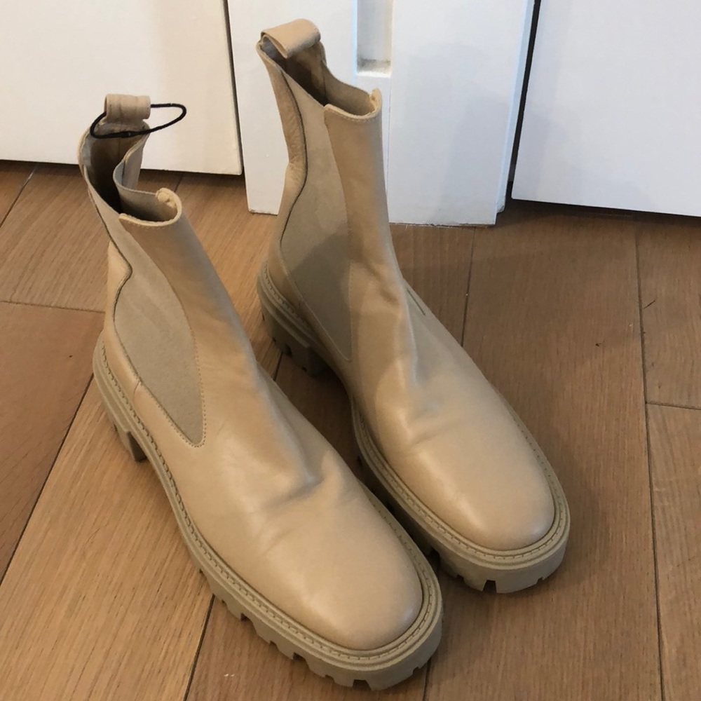 Zara beige Chelsea combat boots size 41
